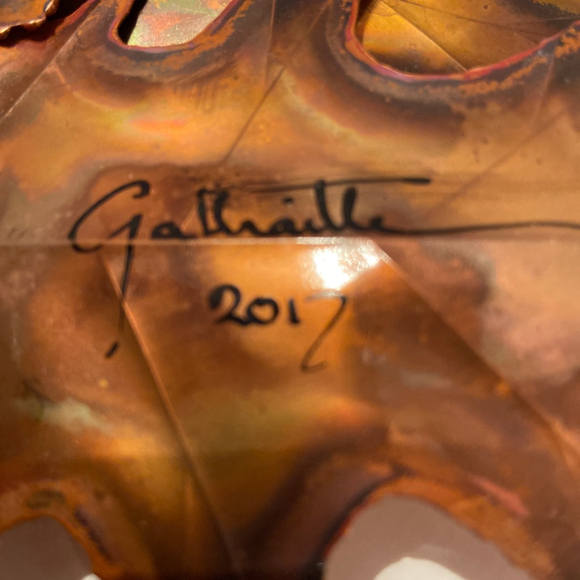 Artist Signed Galbraith Leaf Butterfly Acorn Metal Sculpture for Wall - Picture 4 of 4